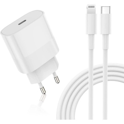 Incarcator rapid, Excitat, 20W, USB-C Lightning, Compatibil cu Iphone, Alb foto