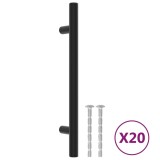 Manere de dulap, 20 buc., negru, 128 mm, otel inoxidabil
