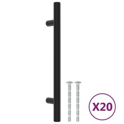 Manere de dulap, 20 buc., negru, 128 mm, otel inoxidabil foto