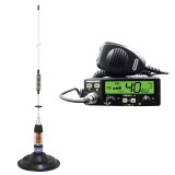 Kit Statie radio CB President Teddy II ASC AM FM, VOX, NB, ANL, 12V + Antena CB PNI ML70, lungime 70cm, 26-30MHz, 200W