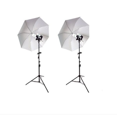 Kit de 2 umbrele, 2 trepiezi reglabili 200 cm, 2 suporti dubli pentru bec, 4 becuri 125W foto