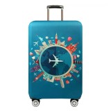 Husa Valiză Elastică cu Imprimeu Monumente și Avioane - 56x61cm, CMCLASS
