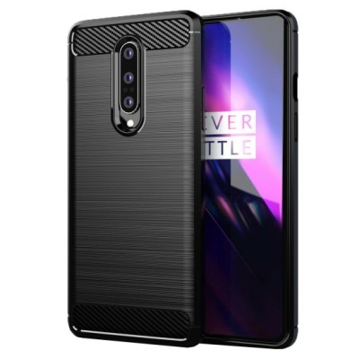 Husa pentru OnePlus 8 - Techsuit Carbon Silicone - Black foto