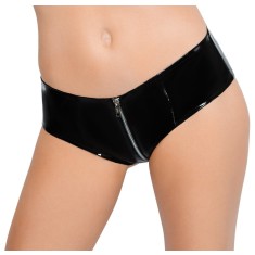 Pantaloni Scurti din Vinil cu Fermoar, Negru, S