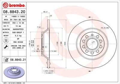 BREMBO 08.8843.21 PRIME LINE - UV Coated Disc frana foto
