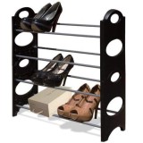 Cumpara ieftin Etajera Pantofi Stackable Shoe Rack, 4 Niveluri, Metal si Plastic ABS, Suport 12 Perechi, 63.5x20x63.5cm