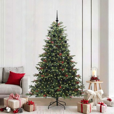 vidaXL Brad de Crăciun artificial Verde 210 cm PVC și metal și plastic 3395560 foto