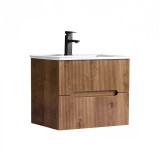 Mască de baie Trent 60 cu chiuvetă ceramică, 2 sertare, stejar apus de soare