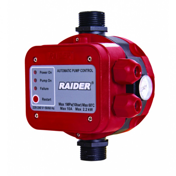 Presostat electronic presiune inalta, releu Omron, doua supape, maxima 10 bar, RD-EPC02, Raider Garden Tools, 070127
