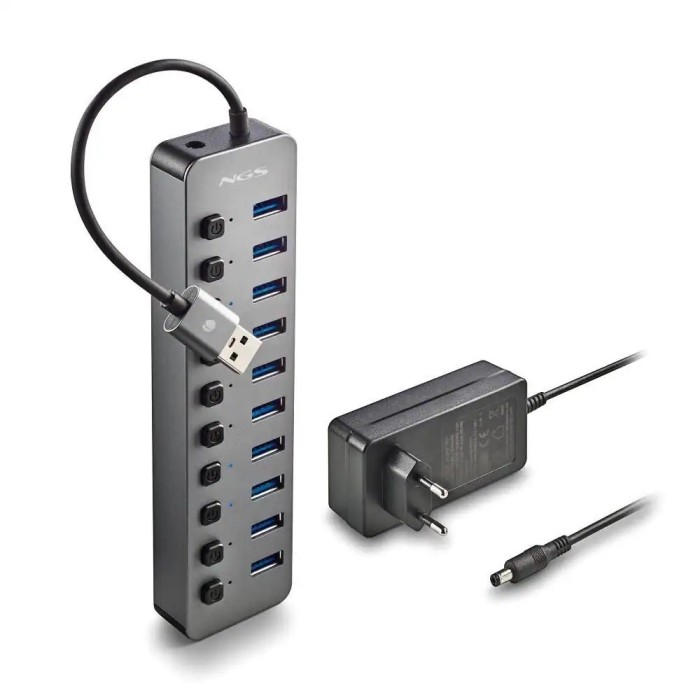 HUB USB 3.0 NGS iHub10 cu 10 porturi si alimentator inclus