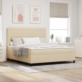 vidaXL Pat cu box spring cu saltea Bej Super King Material