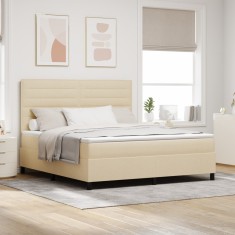 vidaXL Pat cu box spring cu saltea Bej Super King Material foto
