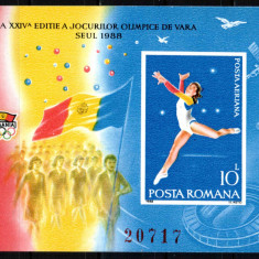 Romania 1988, LP 1209, Jocurile Olimpice Seoul, colita ndt, MNH!