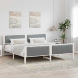 Cumpara ieftin Cadru de pat Alb si gri deschis 200 x 200 cm Lemn masiv de pin