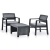 Gossi set mobilier de gradina, 3 piese, antracit, plastic