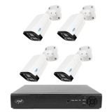 Pachet supraveghere video NVR PNI House IP716, 16 canale IP 4K, H.265, ONVIF si 4 camere PNI IP125 cu IP, 5MP, IP66
