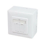 PRIZA RJ-45 aplicabila cu 2 iesiri | PRIZA RJ-45 incastrabila cu 2 iesiri LOGILINK pt. cablu FTP Cat6 Krone (LSA) x 2 | RJ-45 (M) x 2 ecranat plastic