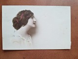 Fotografie tip carte postala, profil de femeie, 1913