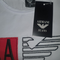 Tricou barbat la baza gatului Emporio Armani bumbac alb nou cod bare XXL