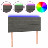 Cumpara ieftin Tablie de pat cu LED, gri inchis, 100x5x78/88 cm, catifea