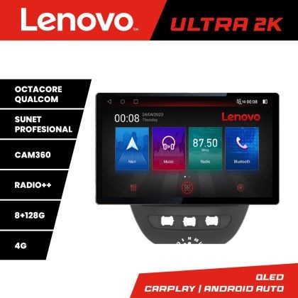 Navigatie Citroen C1 Peugeot 107 Toyota Aygo 2005-2014, Ecran 2K QLED 13&quot;,Octacore,8Gb RAM,128Gb Hdd,4G,360,DSP,Carplay,Bluetooth v1 CarStore Technolo