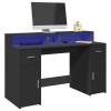 Gossi birou cu lumini led, negru, 140x55x91 cm, lemn prelucrat