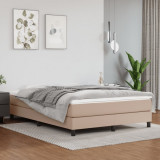 VidaXL Cadru de pat box spring, cappuccino, 140x200cm, piele ecologică