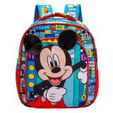 Ghiozdan gradinita cu 2 compartimente,imprimeu Mickey Mouse,albastru,27x10x31 cm, Oem