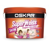Vopsea superlavabila interior, Oskar Superweiss Satin, rezistenta la mucegai, alb, 2.5 L