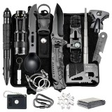 Cumpara ieftin Kit supravietuire multifunctional pentru camping si urgente, trusa compacta cu cutit, lanterna, bratara paracord, busola, accesorii outdoor
