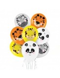 Set 8 baloane latex 30 cm multicolore imprimate cu animale