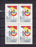 ROMANIA 1966 LP 629 CONGRESUL SINDICATELOR DIN R.S.ROMANIA BLOC 4 TIMBRE MNH, Nestampilat