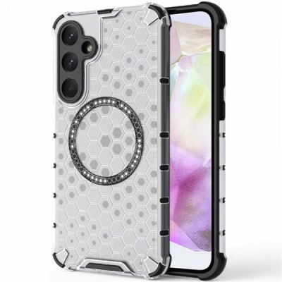 Husa MagSafe pentru Samsung Galaxy A35 5G A356, Techsuit, HoneyComb Shield, Alba foto
