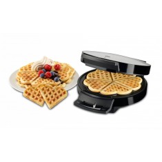Aparat pentru preparat vafe Trisa Waffle Pleasure, 1000 W, 5 vafe in forma de inima, negru
