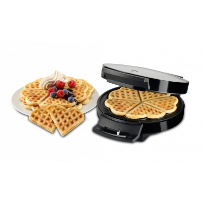 Aparat pentru preparat vafe Trisa Waffle Pleasure, 1000 W, 5 vafe in forma de inima, negru foto