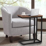 Masuta Cafea Laterala Negru Nuc 50x35x54.5 cm MDF Metal Stil Modern Contemporan