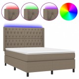 Cumpara ieftin Pat cu arcuri, saltea si LED, gri taupe, 140x200 cm, textil