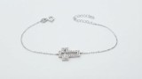 Cumpara ieftin Bratara din Argint 925 cu Pandantiv Cruce Decupata Double Cross Pave, 17 cm + 3