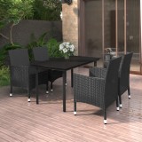 VidaXL Set mobilier de grădină cu perne 5 piese poliratan &amp; sticlă