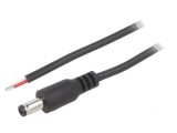 Cablu DC 5,5/2,5mm cu mufă dreaptă, 2m, 2x0,5mm&sup2;, negru
