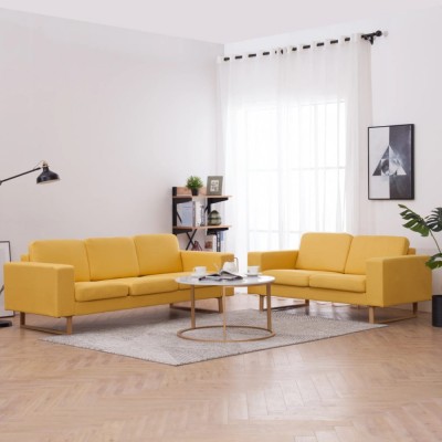vidaXL Set de canapele, 2 piese, galben, material textil foto