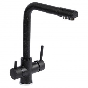 Baterie 3 cai pentru filtru apa, osmoza inversa, neagra foto