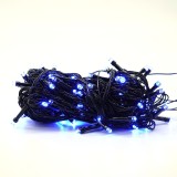 Instalatie brad de craciun liniara, 8 jocuri de lumini, controler, 10 m din care 1m cablu priza, 220v, 100 led, albastru, Oem