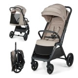 Carucior Sport Kinderkraft LOOM Linen Beige, 0-22 kg, Pliabil, Aluminiu, 9 kg, Reglabile Spatar si Suport Picioare