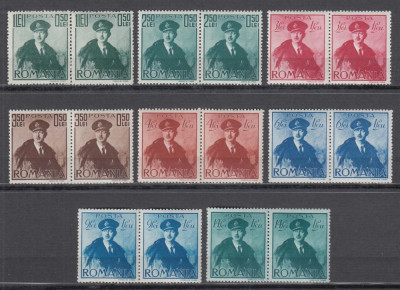 RO-174=ROMANIA 1940=CAROL II cu pelerina,Serie perechi de 8 timbre,MNH(**) foto
