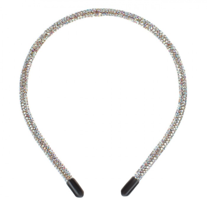 Coroniță Păr Dama, Cilindrică, Strass Alb
