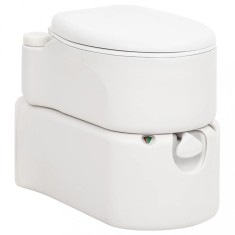 vidaXL Toaletă de camping integrată, alb, 24+17 L HDPE și email