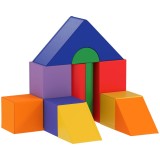 HOMCOM Set de Construcții Moi pentru Copii de 1-3 Ani cu 11 Forme, &icirc;n PU și EPE, Culori Variate | Aosom Romania