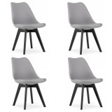 Set 4 scaune bucatarie/living, Artool, Mark, PP, lemn, gri si negru, 49x55.5x82.5 cm