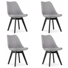 Set 4 scaune bucatarie/living, Artool, Mark, PP, lemn, gri si negru, 49x55.5x82.5 cm